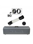 Image showing scope with all supplied accessories  hard case, thread-in dust cover, Focusmate, and visual and imaging adapters.