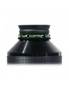 Image showing the Dioptrx astigmatism corrector installed on an eyepiece in place of the standard rubber eyeguard.